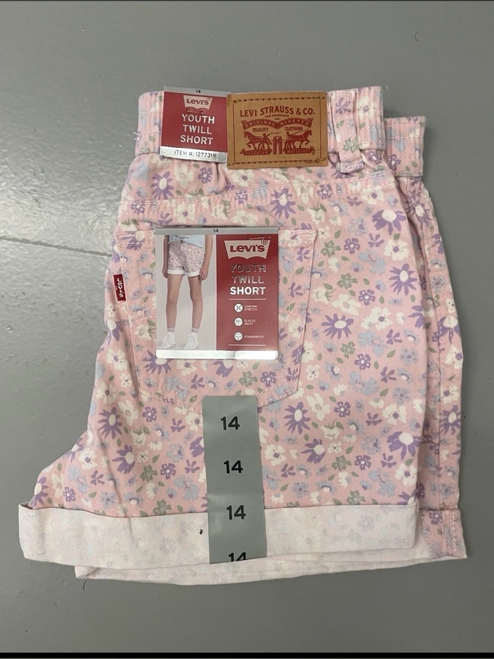 Levi's Pink Floral Elastic Waist Cuffed Shorts